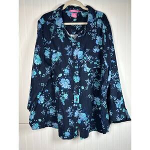 Woman Within Womens Shirt Button Up
Navy Floral Gardencore Blue Plus 3X office